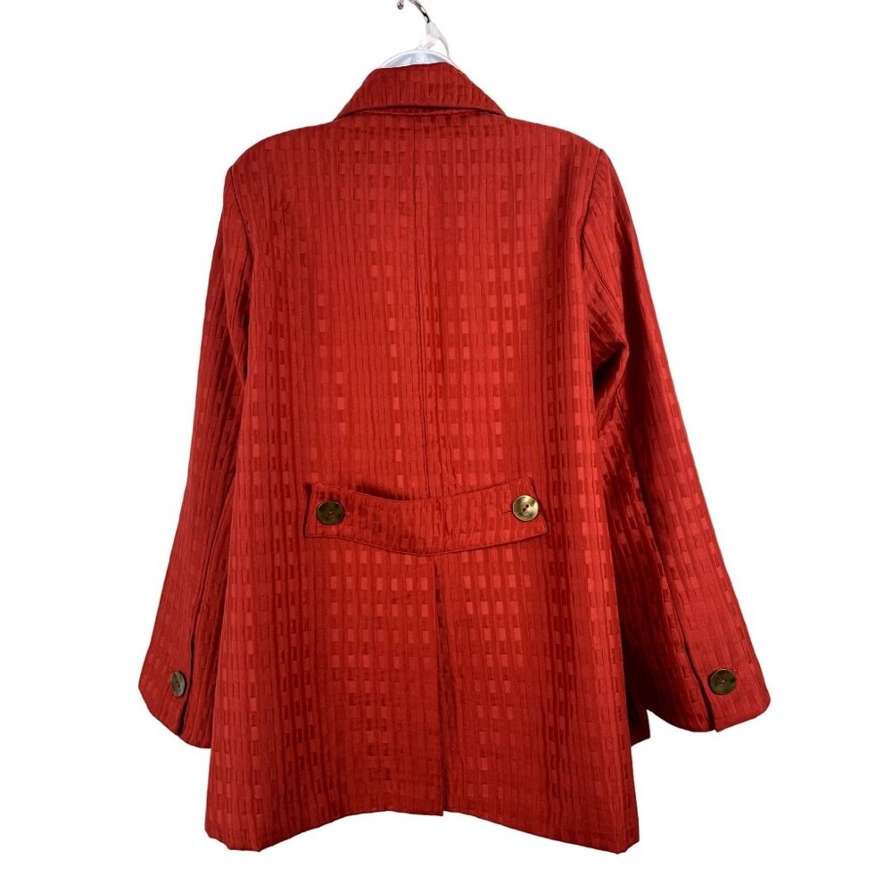 George Simonton Womens Red Textured Jacket Collared Front Pockets Medium - Picture 5 of 13